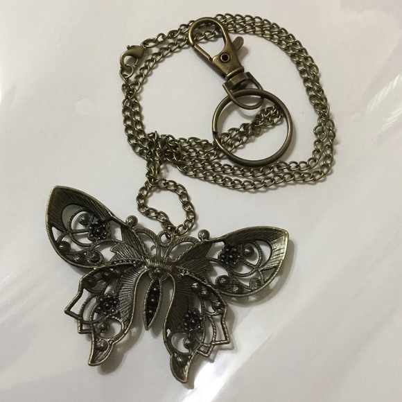 Bronze Butterfly Clip-On Keychain / Pendant / Necklace - Picture 3 of 6
